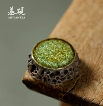 Muyan Handmade Taihu Stone Lid Rest for Gongfu Tea Ceremony, Solid Ceramic Stand for Zisha Teapots and Gaiwans