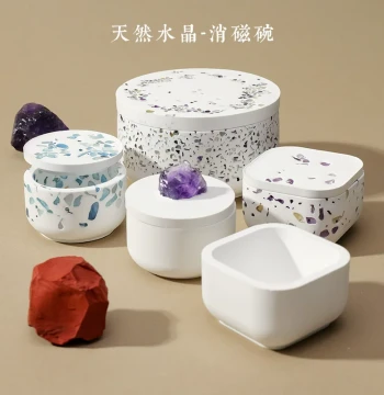 Natural Crystal Chip Bracelet Cleansing White Crystal Demagnetizing Stone Bowl Decorative Handmade Storage Box