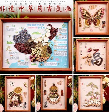 Traditional Chinese Medicine Scented Painting DIY Map – Herbal Specimen Collage Art for Patriotic Themes, Team Building, and Warm-Up Activities