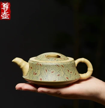 Yixing Pure Handmade Zisha Teapot – Ox-Lid Zhoupan Style, Column Base Design, Authentic Duan Ni and Twisted Clay, Master-Crafted Single Pot for Tea Ceremony