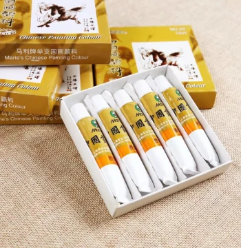 Marie's Chinese Painting Pigment 12ml Single Tube, Available in 12/18/36 Colors, Gamboge and Titanium White for Beginners and Flower-and-Bird Art