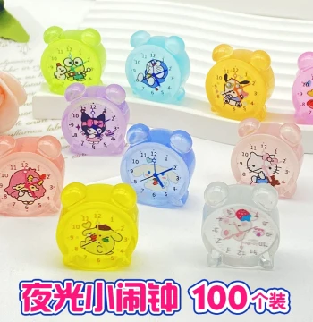 DIY Luminous Simulation Mini Alarm Clock - Cute 3D Cartoon Handcrafted Ornament for Desk, School Prize, Toy, or Small Gift