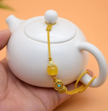 Gilded Premium Handcrafted Teapot Lid Rope - Heat-Resistant Zisha Teapot & Cup Anti-Slip Strap, Chinese Style Tea Accessory