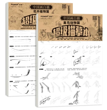 Chinese Line Drawing Book for Flower-and-Bird Painting, Practice Drafts for Animals, Plants, and Beginners