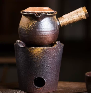 Jingdezhen Purple Clay Roasted Tea Pot with Side Handle for Dry Roasting Milk Tea