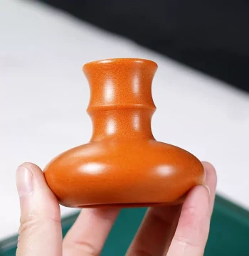 2024 New Kung Fu Tea Accessory - Ebony Large Orange-Gold Material 'Rising Step by Step' Lid Rest for Zisha Teapots