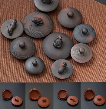 Price for One: Home Use Zisha Teapot Lid, Purple Clay, Compatible with Jin Chan and Xishi Styles, Jump-Knife Texture, Single Tea Accessory