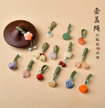 Unique Ancient-Style Stone Ladle Teapot Lid Cord: Premium Jade Accessory for Yixing and Ceramic Teapots