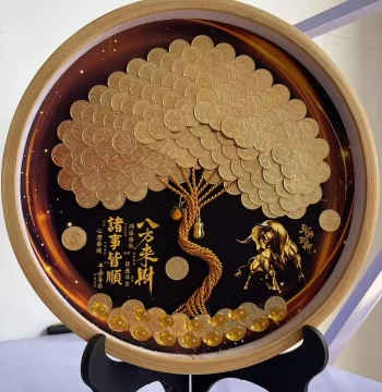 Coin Art 'Money Tree' Decorative Painting – Creative DIY Framed Display for Housewarmings, Openings, and Birthdays