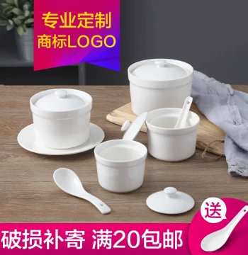 Ceramic Bird's Nest Stew Pot - Double-Handled Inner Liner for Double-Boiling Soups, Desserts, Hotel & Shaxian Steamed Eggs