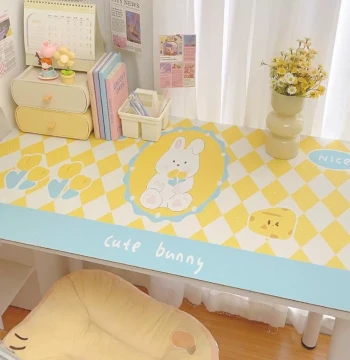 Dormitory Cream Style Cute Eye-Protection Desk Mat, Protective Pad for Study Desk, Wash-Free Children's Cartoon Tablecloth