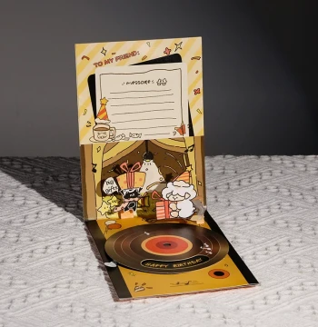 Birthday Greeting Card with Voice Recording, Exquisite Gift, Premium Creative Handmade 3D Paper Carving Music Box Card, Custom Message Service for Lovers, Couples, Girlfriends