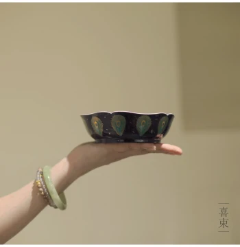 |Xishu| 'Purple Qi from the East' Peacock Tea Tray - Multi-Use Plate in Purple for Gaiwan, Teapot, and Zisha Pot