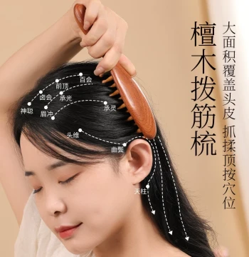 Scalp Massage Comb with Six Claws: Natural Sandalwood and Antler Design for Meridian Cleansing, Anti-Static Head Therapy Tool