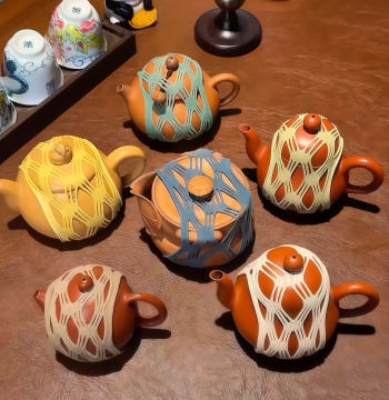 Teapot Protective Cover, Gaiwan Travel Tea Set, Cup Anti-Collision and Anti-Loosening Mesh Sleeve, Zisha Teapot Accessory Bag