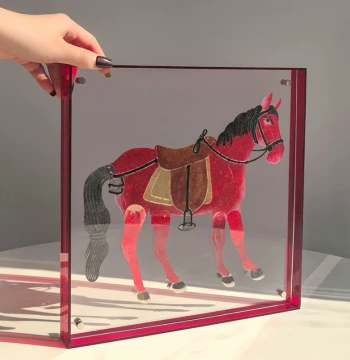 Tai Life Intangible Cultural Heritage Handmade Year of the Horse Shadow Puppet Ornament, New Year Housewarming Gift, Festive Red New Year Decoration Painting Hanging Ornament