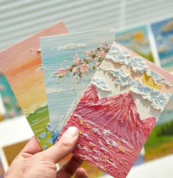 Creative Oil Painting Postcards, Hand-Drawn Illustration Style, Healing Holiday and Birthday Greeting Cards, Message Wall Decor Cards, Gifts