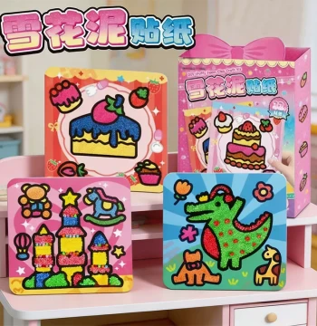 Snow Clay Sticker DIY Craft Kit with Pearl Clay Fillings for Creative Coloring and Decor – Kindergarten Toy