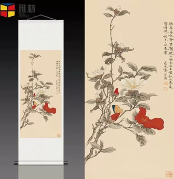 Living Room Decorative Painting – Traditional Chinese Bird-and-Flower Art with Magpies for Dining Room or Hallway Walls