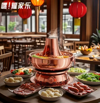 Thickened Imitation Copper Hot Pot, Charcoal Purple Copper Pot, Home Use Mutton Hot Pot, Old-Style Electric and Charcoal Dual-Use, Commercial Old Beijing Hot Pot Stove