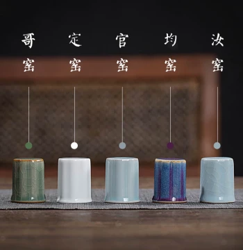 Five Famous Kilns Lid Rest Set (Ru, Ge, Guan, Ding, Jun) - Zisha Teapot and Gaiwan Lid Holder