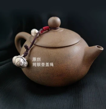 Original Handmade Chinese Vintage Sterling Silver Teapot Lid Cord - Persimmon Design Heat-Resistant Decorative Pendant