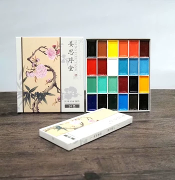 Jiang Sixutang 12/18/24 Color Set Solid Chinese Painting Pigments for Xieyi and Gongbi Flower-and-Bird Artworks