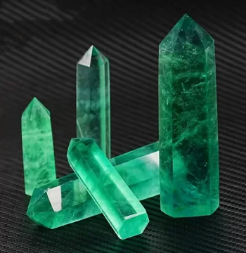 Natural Green Fluorite Hexagonal Prism Ornament, Single-Point Crystal Energy Column, Raw Mineral Specimen, Hand-Polished