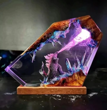 Creative Resin Godzilla Monster Style Desktop Ornament Atmosphere Night Light Holiday Gift for Boyfriend Christmas