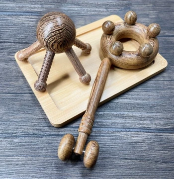 Chicken Wing Wood Abdominal Massager - Roller Tool for Weight Loss, Foot Reflexology, and Meridian Therapy