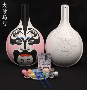 Extra-Large DIY Traditional Culture Craft Kit: Horse-Spoon Shehuo Mask with Patterns, Blank Base for Teaching Materials