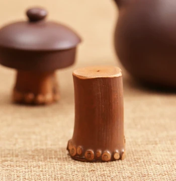 Aged Bamboo Root Lid Rest, Handcrafted Bamboo Section Lid Holder for Zisha Teapots, Bamboo Cup Stand, Iron Pot Saucer, Tea Ceremony Accessories