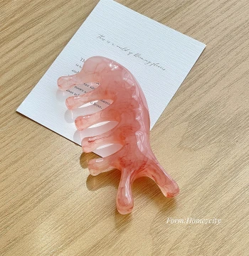 Amber Pink Seahorse Comb, Head Massager, Meridian Soothing Comb, Jawline Lifting Tool, Multi-Function Wellness Device