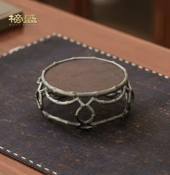 Bangsheng Ancient Tin Rock Handcrafted Lid Rest - Premium Retro Lid Pillow for Zisha Teapots and Gaiwan Lids, Kung Fu Tea Accessory