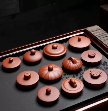 Zisha Teapot Lid, Single Cover, Semi-Handmade Chinese Style, Cinnabar Clay Red Zisha Teapot Lid for Brewing Tea, Cup Cover (Not Full Pot)