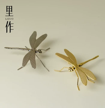 Lizuo New Chinese Style Creative Dragonfly Lid Rest, Zen Handmade Gaiwan and Yixing Teapot Stand, Kung Fu Tea Ceremony Accessory