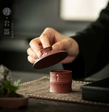 Vintage Purple Clay Bamboo Lid Rest Creative Gaiwan Lid Holder Teapot Stand Tea Accessory