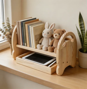 Home Picture Book Stand, Solid Wood Bookshelf, Storage Rack for Books and Toys, Floor-Standing Display Shelf