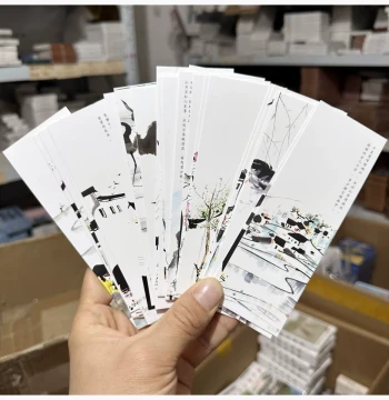 Exquisite Chinese-Style Paper Bookmark with Ink Wash Painting of Misty Jiangnan Landscapes and Gongbi Flowers & Birds