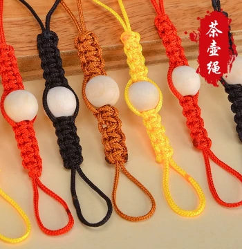 Handwoven Rope with Premium Wooden Beads for Zisha Teapot Lid Protection – Anti-Drop Hanging Cord