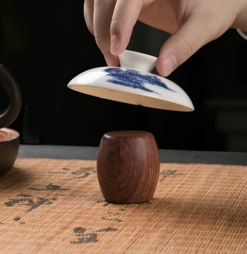 Ebony Solid Wood Lid Rest Zisha Teapot Lid Holder Gaiwan Rosewood Tea Cup Lid Pad Kung Fu Tea Set Accessories