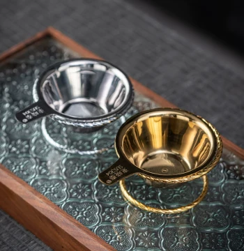 Youai Tea Strainer, Food-Grade 304 Stainless Steel, Thickened Dense Filter Mesh, Tea Ware Fair Cup, Gold Tea Strainer Net