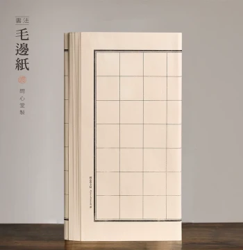 Wenxin Tang Green Bamboo Mao Bian Paper, Pure Bamboo Pulp Semi-Handmade Calligraphy Practice Paper with Rice Grid, Square Grid, and Vertical Lines, 60-70% Sized, Semi-Sized for Calligraphy Artworks