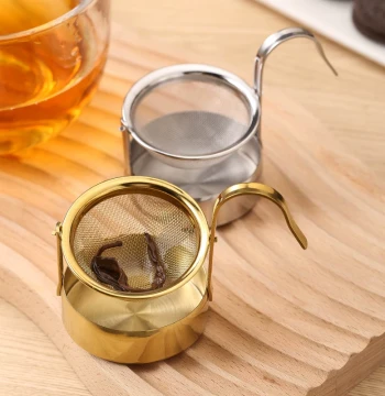 304 Stainless Steel Rotating Duck-Bill Tea Strainer with Base – Household Tea Leaf Filter, Cup-Hanging Design