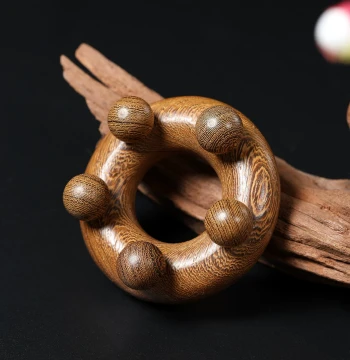 Natural Chicken Wing Wood Massage Bracelet, Solid Wood Health Meridian Neck Gua Sha and Acupressure Tool for Home Use