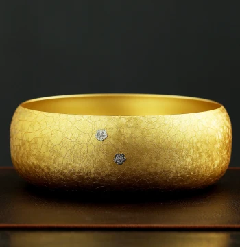 Brass Tea Wash Basin 20cm, Kung Fu Tea Set Accessory, Large Jian Water Vessel for Storing Waste Water and Tea Residue