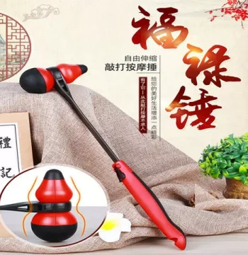 Massage Hammer for Meridian Tapping, Back Knocking Tool, Silicone Extendable Gourd-Shaped Mallet for Neck, Shoulders, and Full Body Home Use