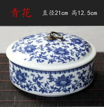 Blue and White Porcelain Tea Canister with Lid - Large Sealed Jar for Pu'er Tea Cakes and Kung Fu Tea Sets