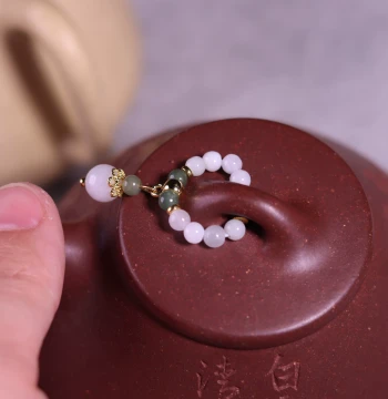Original Handmade Jadeite Stone Gourd Teapot Charm – Home Use for Gaiwan, Teapots, and Tea Ceremony Decor