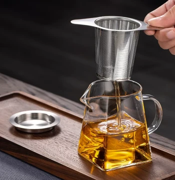 Home Teapot with Cup and Infuser - Convenient 304 Stainless Steel Tea Strainer for Loose Leaf Filtering
